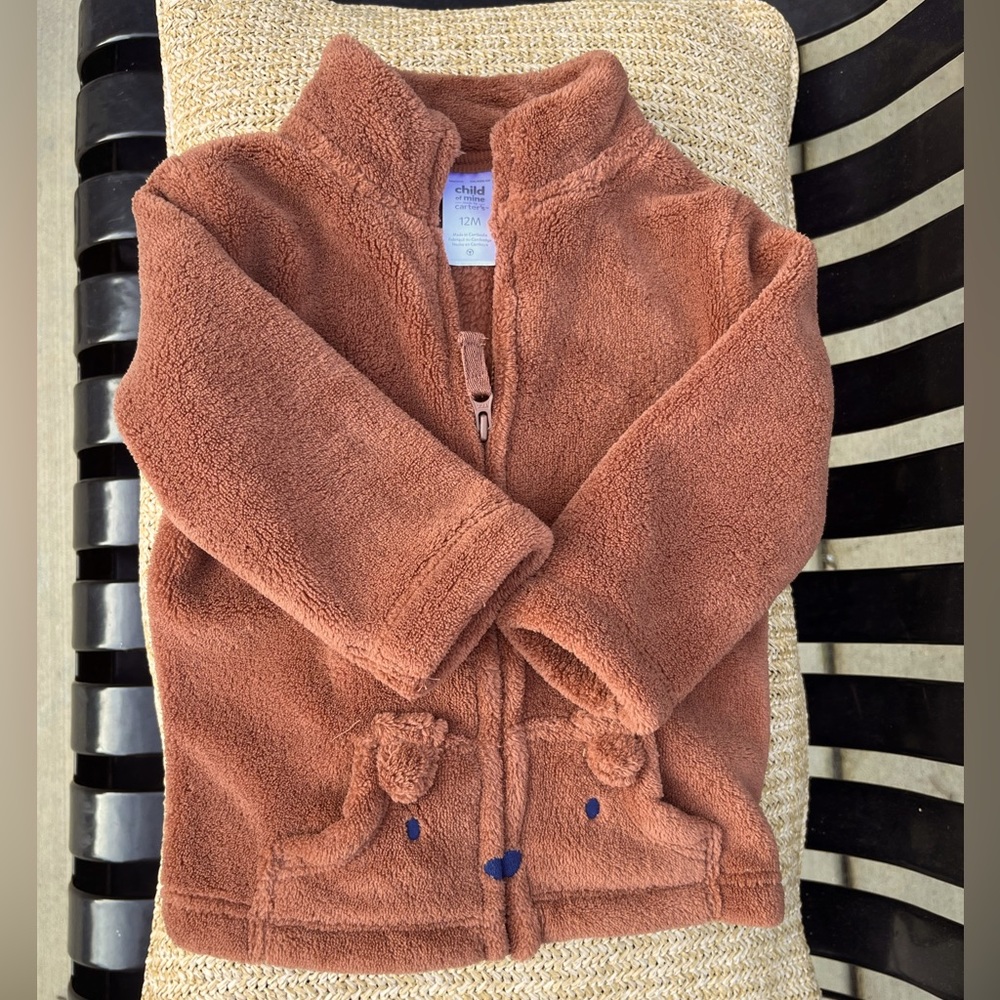 Carter’s brown 12month fleece teddy bear jacket